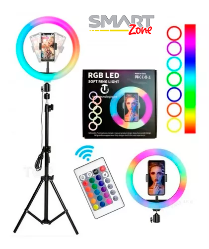 Aro de Luz de RGB 36cm con Holder para Celular y Trípode
