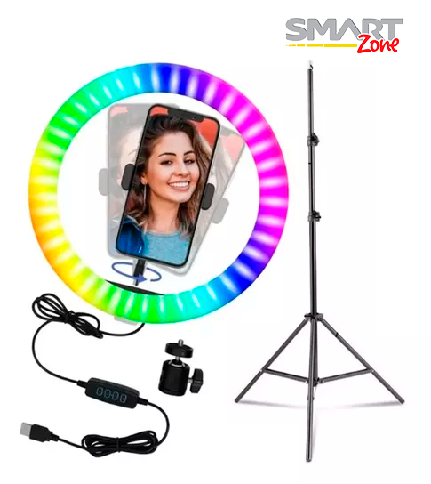 Aro de Luz de RGB 36cm con Holder para Celular y Trípode