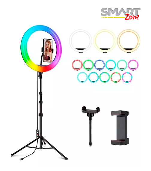 Aro de Luz de RGB 36cm con Holder para Celular y Trípode