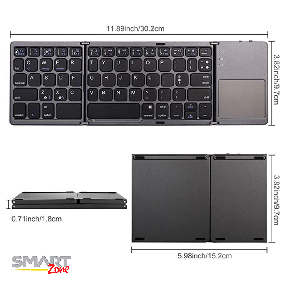 Teclado Plegable Con Bluetooth y Panel Táctil