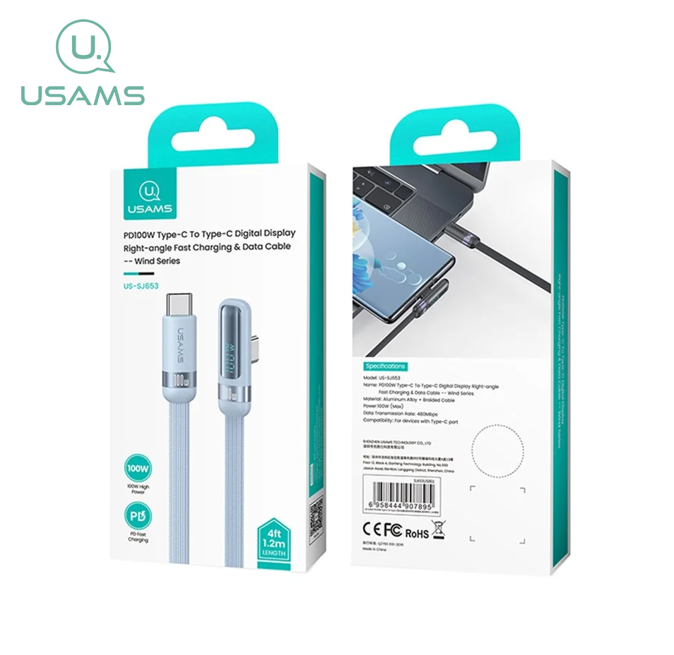 Cable Usams Carga Rapida Digital De 200cm 100w
