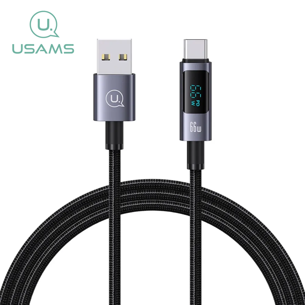 Cable Usams USB a USB-C con Pantalla Digital
