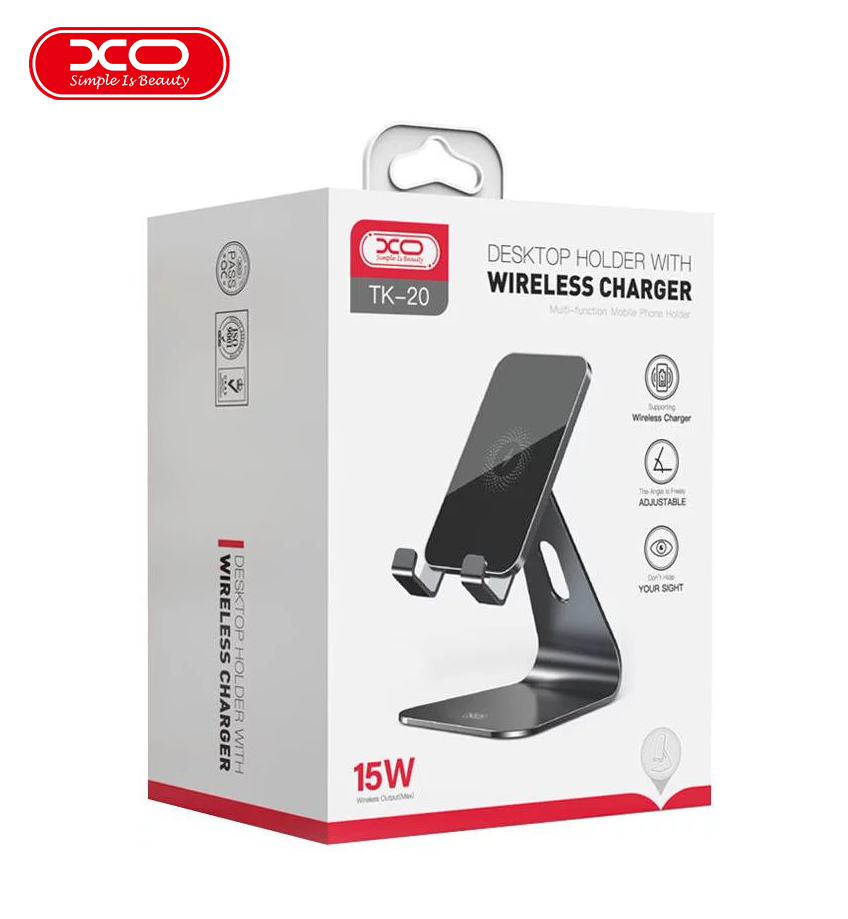 Cargador Inalámbrico XO 15W y Soporte Metalico