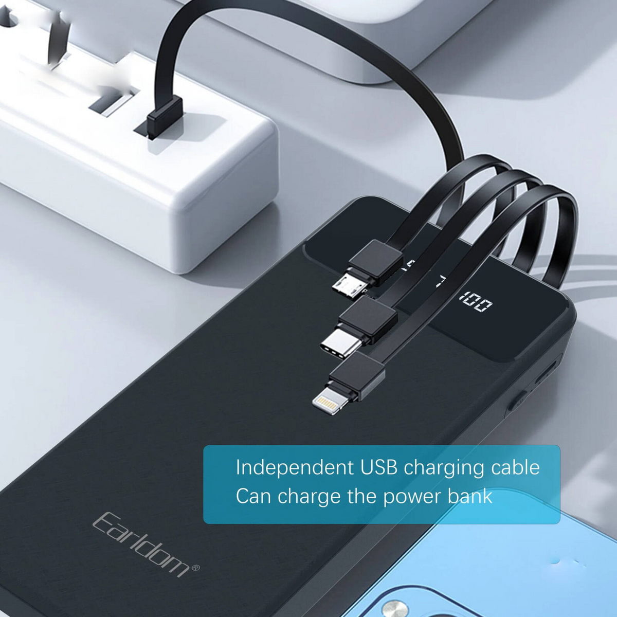 Bateria Externa Earldom PB51 20.000 mAh con Cables