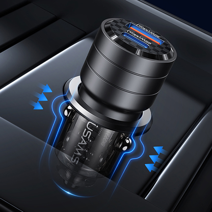 Adaptador Carro USB- USB C Transparente 95W US-CC176