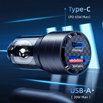 Adaptador Carro USB- USB C Transparente 95W US-CC176