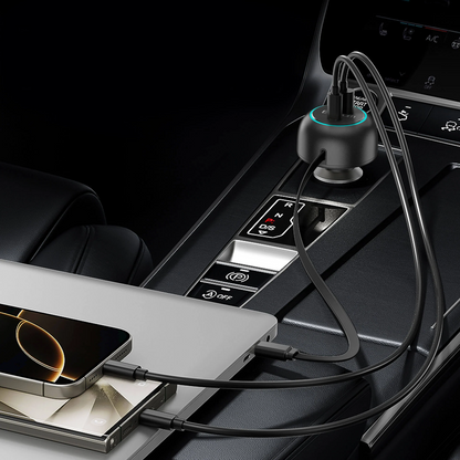 Adaptador carro Carga Rápida USB-C / C con Cable Retráctil 75W Earldom ES-CC55