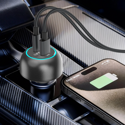 Adaptador carro Carga Rápida USB-C / C con Cable Retráctil 75W Earldom ES-CC55