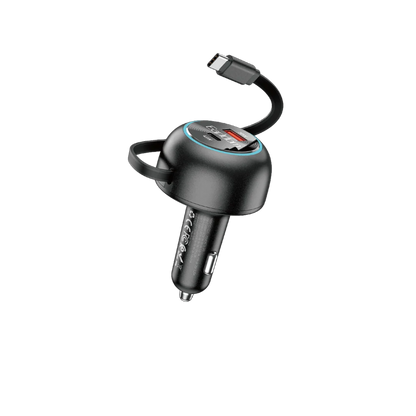 Adaptador carro Carga Rápida USB-C / C con Cable Retráctil 75W Earldom ES-CC55