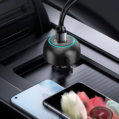 Adaptador carro Carga Rápida USB-C / C con Cable Retráctil 75W Earldom ES-CC55