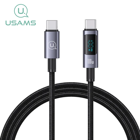 Cable Usams USB-C a USB-C 100W con Pantalla Digital